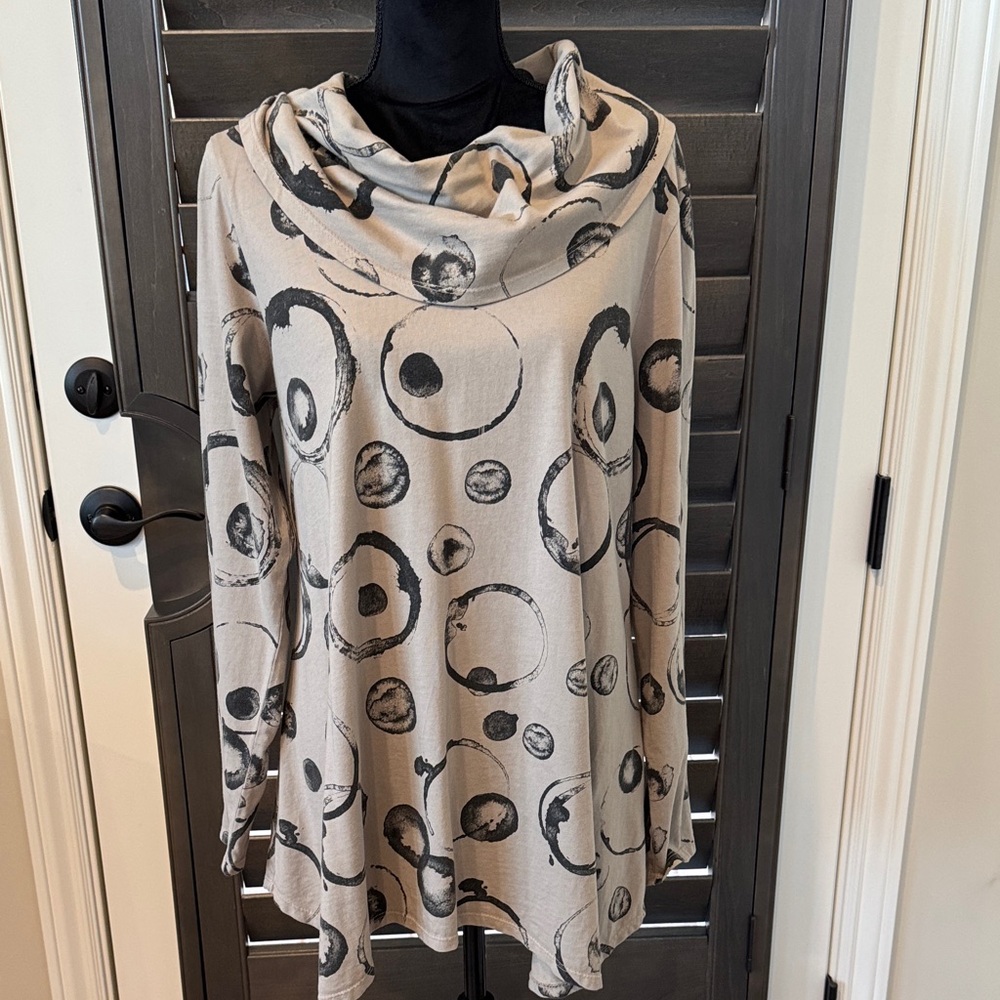 Cotton Lani -Stylish Cowl Neck Circle Print Tunic